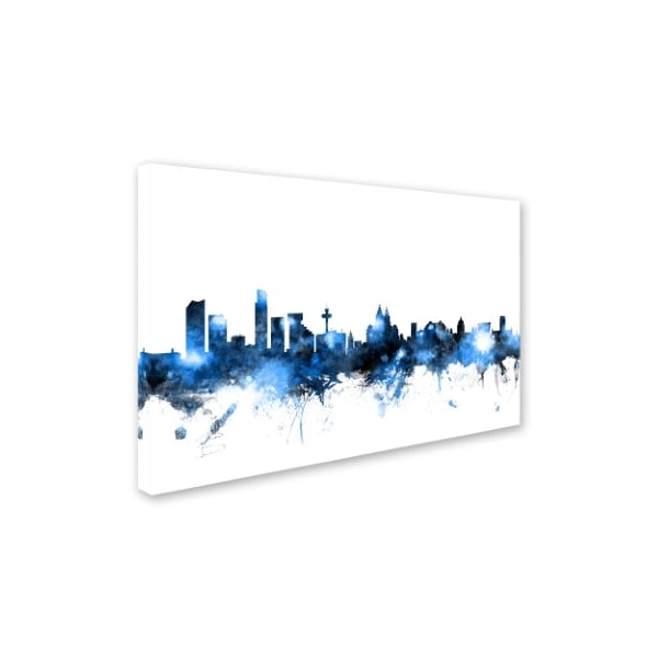 Michael Tompsett 'Liverpool Skyline White' Canvas Art,16x24